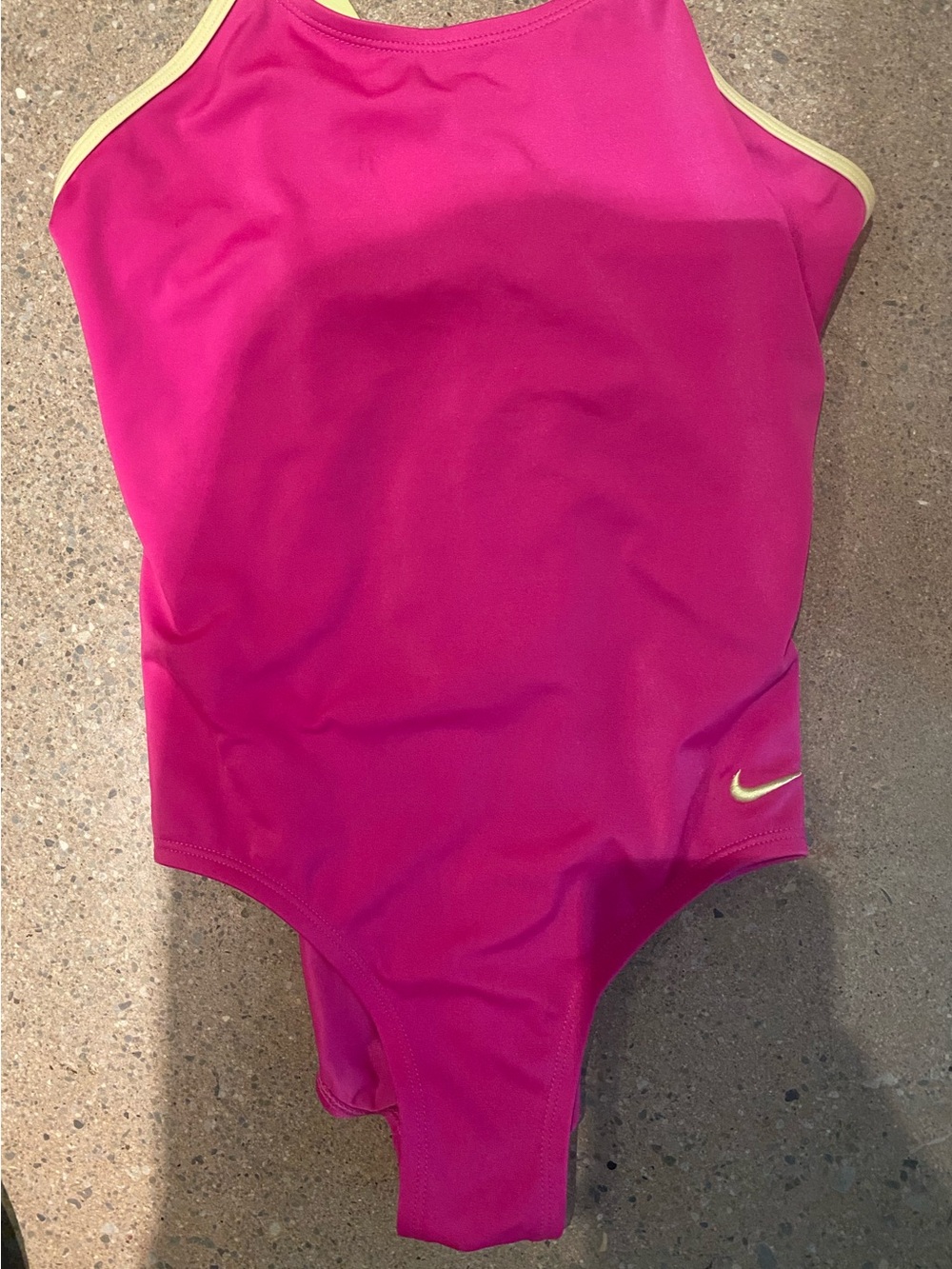 Nike Hot Pink One-Piece Swimsuit with Yellow Trim